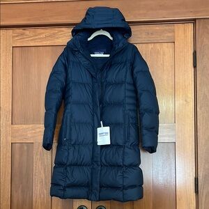 Patagonia Navy Down With It Hooded Puffer Coat NWT